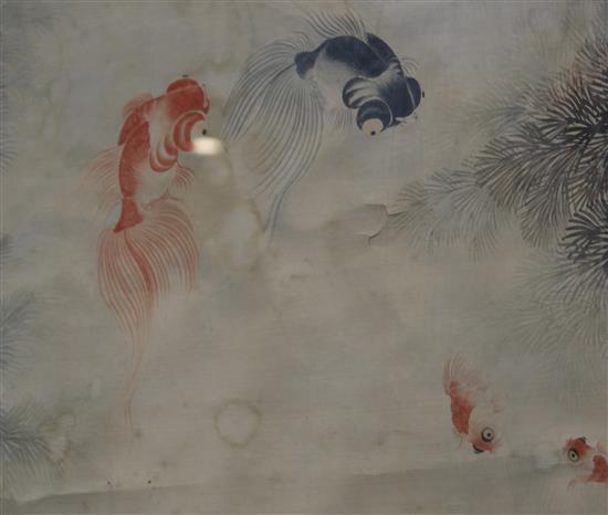 Miao Jiahui (Chinese, 1842-1918), 82cm x 39cm, fading and staining